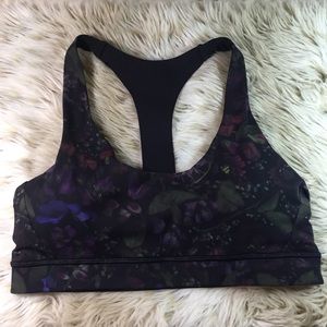 Lululemon floral mesh black sports bra 10